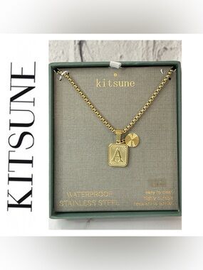 🌟 Kitsune Initial “A” Pendant Necklace